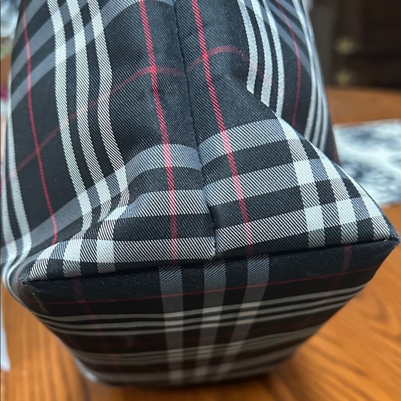 Plaid Tote Bag with Tan Handles - Picture 5 of 11